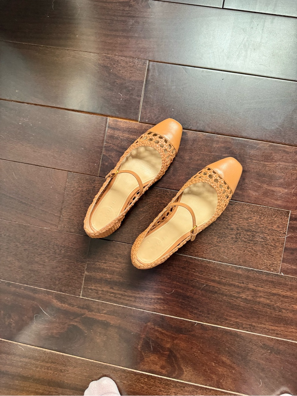 Boden Penelope Mary Jane Flats Tan Weave size US 9/EU 40 - Picture 2 of 5